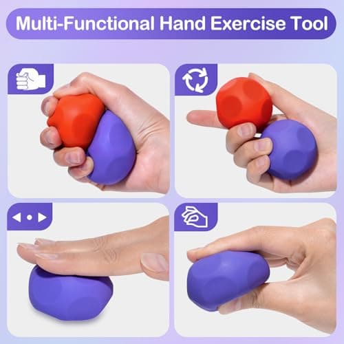 Olaivy Sensory Stress Balls - Fidget Toys for Adults & Teen, Silicone Polyhedron Hand Therapy Ball with Beads Inside Relief Stress Squeeze Toy for Autism & ADHD, Office Desk Toy - Thumbnail 4