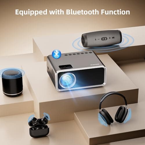 FUDONI Projector with WiFi and Bluetooth 4K Supported, Upgraded 16000L Outdoor Movie Projectors Native 1080P FHD, Video Projector for Home Theater, Compatible w/HDMI/USB/iOS/Android/Windows/TV Stick - Thumbnail 4