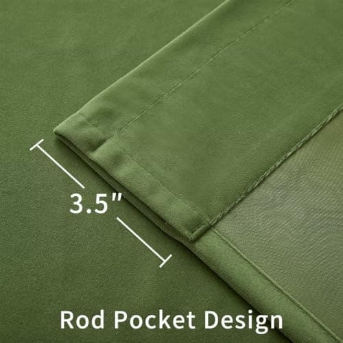 Joydeco Green Velvet Curtains 90 inch 2 Panel, Room Darkening Super Soft Velvet Drapes for Bedroom Living Room Thermal Insulated Window Drapes, Luxury Blackout Rod Pocket Curtains,W52 x L90 inch - Thumbnail 5