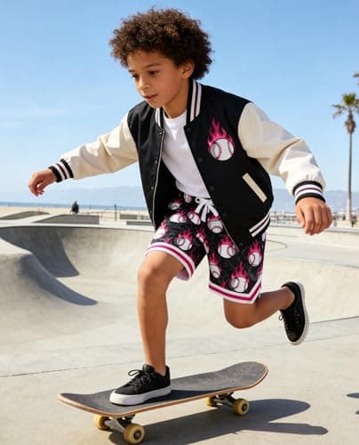 Cozople Boys Baseball Shorts Size 8 Kids Athletic Shorts Black Quick Dry Durable Active Shorts for Playing Basketball - Thumbnail 3