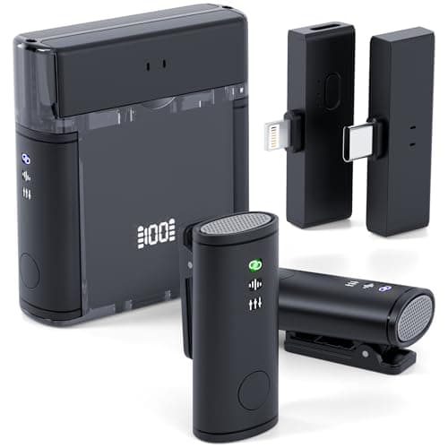 Rythflo Wireless Lavalier Microphone for iPhone/Android/iPad (2 TX + 2 RX + Charging Case), Mini Mic with Noise Reduction, 22H Battery, 131ft Range, Lapel Microphone for Video Recording, Vlog - Image 1