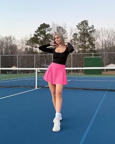 G4Free Golf Skorts for Women Summer Tennis Skirt with Shorts High Waisted Workout Skirts with Pockets Athletic Pickleball(Rose Pink,M) - Thumbnail 2