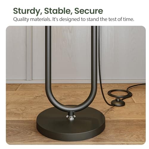 Floresita 62.9" Floor Lamp with Table Brown, Black Lampshade Vintage Standing Lamp with Tray Foot Switch, 3 Color Temperatures LED Bulb Included, for Living Room, Bedroom - Thumbnail 3