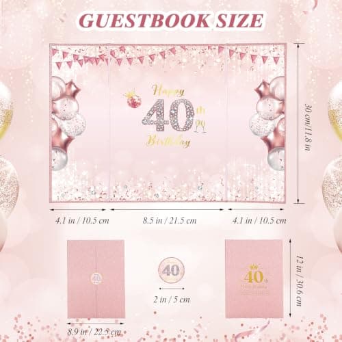 WSICSE 40Th Birthday Guest Book Alternative Card, Rose Gold, 18 x 12 Inch - Thumbnail 3