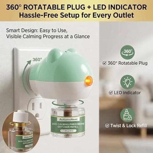 Dog Calming Diffuser Plug-in with Gentle Night Glow, 3 Refills Kit for Behavioral Support, Stress Soothing Aid for Pets During Travel, Thunder, Vet Visits, Fireworks, Safe Formula, 90 Days Supply - Thumbnail 4
