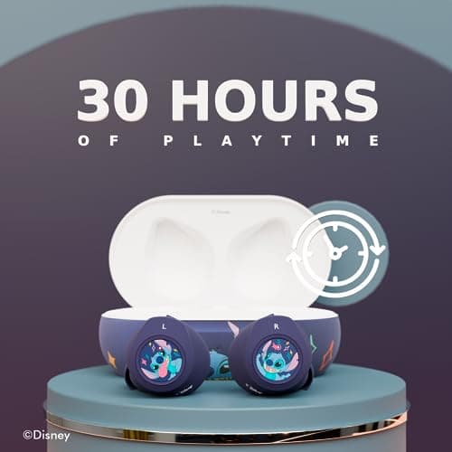 Disney Lilo and Stitch Bluetooth Earbuds w/Charging Case- Wireless Headphones w/Built-in Mic+ Up to 30 Hrs Playtime- Lilo and Stitch Gifts for Girls,Boys,Women,Men,All Fans of Lilo and Stitch Stuff - Thumbnail 3
