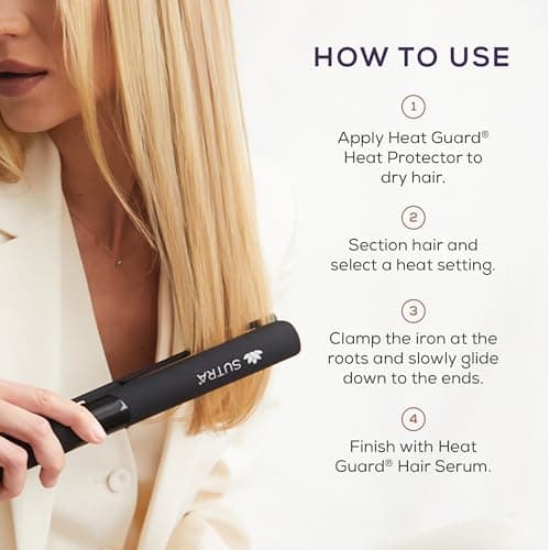 Sutra Professional IR2 Flat Iron, 1" - Ionic Infrared Hair Straightener with Adjustable Temperature, Auto Shut-Off & Swivel Cord - Straight Iron for Straightening Hair - Rose Gold Titanium Plate - Thumbnail 4