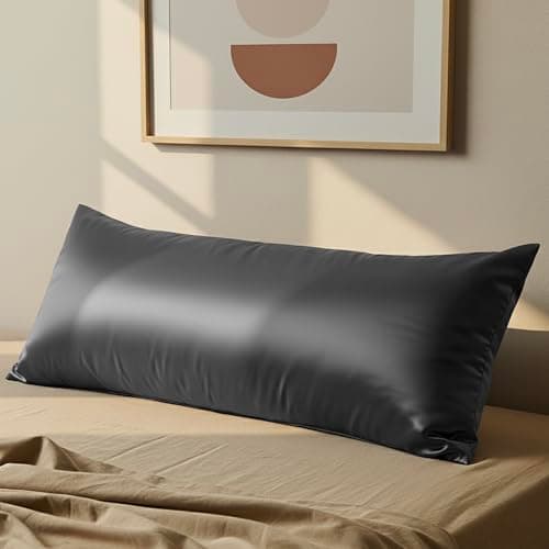 Mellanni Pure Silk Pillowcase Body Size - Perfect for Hair and Skin, Preventing Wrinkles - Easy Care - Naturally Cooling Silk Pillow Cover with Hidden Zipper (Body 20" x 54", Dark Gray)