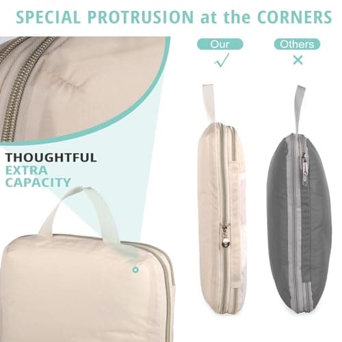 See Through Expandable Compression Packing Cubes, Mesh Travel Packing Cubes for Suitcases, Lightweight Organizers Bag Set for Travel Essentials for Luggage(Beige,8 Set) - Thumbnail 4