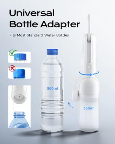ESSAGER Portable Bidet for Travel, Foldable & Rechargeable Handheld Sprayer–Waterproof with 2 Pressure Modes, 350ml Expandable Bottle for Women, Men, Baby, Postpartum & Personal Hygiene(White) - Thumbnail 3