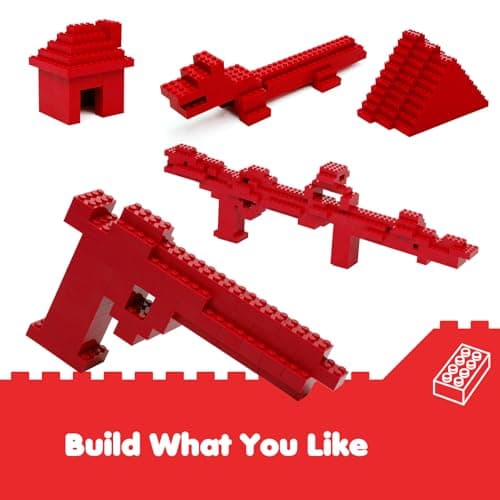 Lekebaby Classic Building Bricks, 200 Piece 2x4 Building Blocks STEM Creative Building Toys Compatible with All Major Brands, Educational Toy for Boys Girls 6 Years Old and Up(2x4 Red) - Thumbnail 2