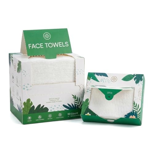 60 Count XL Disposable Face Towels 10x12 Inch, Thick&Soft 90gsm Dual-Texture, Wet and Dry Use, for All Skin Types(50 Count &10 Count Travel Pack) - Image 1