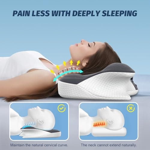 Jpoht Cervical Neck Pillow for Neck Pain Relief, Ergonomic Neck Pillow for Sleeping,Contour Memory Foam Side Sleeper Pillow for Shoulder Pain with Breathable Pillowcase - Thumbnail 2