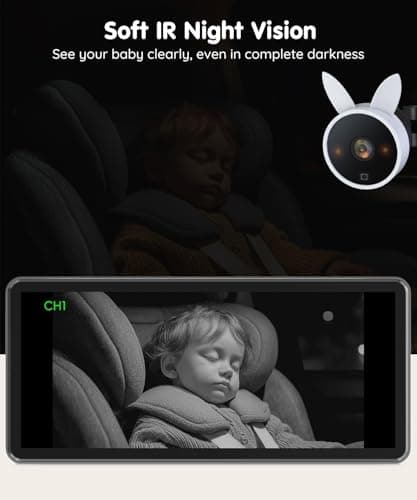 Babyvue BV3PRO 7.2" Dual Car Camera Baby Monitor, 1080P HD Split Screen, IR Night Vision, Double Car Camera for 2 Baby, Easy Setup for Carseat, Perfect for Family Travel, Pet Friendly - Thumbnail 3