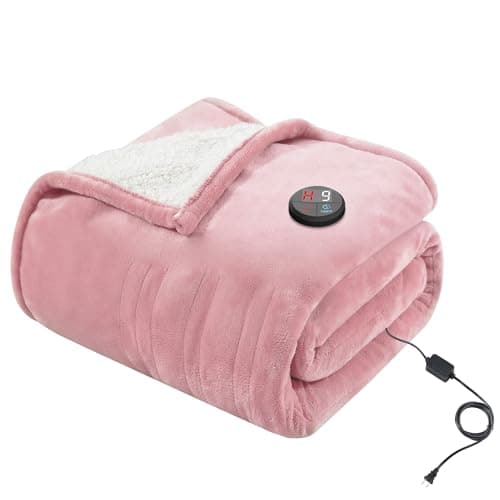 GOTCOZY Heated Blanket Electric Throw 50''X60''- Electric Throw Blanket with One Touch Button 10 Heating Level & 9 Time Settings Heating Blanket, Machine Washable (Rose) - Image 1