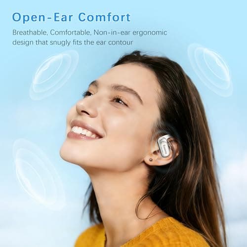 Essonio Open-Ear Headphones Over Ear Earbuds with Ear Hooks, Ultra-Lightweight Comfort Fit Touch Control Spatial Audio 35H Playtime AI Noise Cancellation IPX5 Waterproof - Thumbnail 3