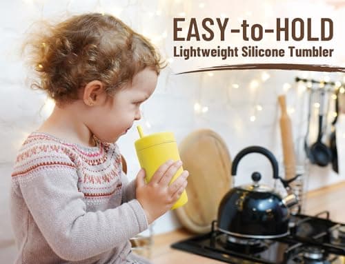 DLOCCOLD Silicone Straw Cup, Adorable Miniature Tumbler with Spill Proof Straw Handle, Tumbler Cup, 10oz, Easy to Clean - Thumbnail 4