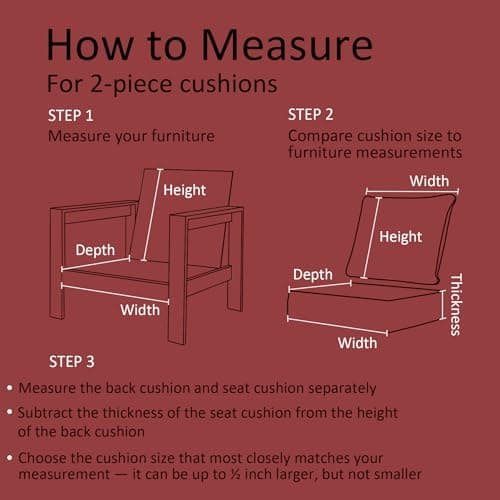 Garden lucky 23.5"x25" Outdoor Deep Seat Patio Cushions Set of 2, Deep Seat Bottom Resilient Foam Filling Water-Resistant Stain-Resistant UV Resistant Weather Resistant with YKK Zippers,Chill - Thumbnail 6