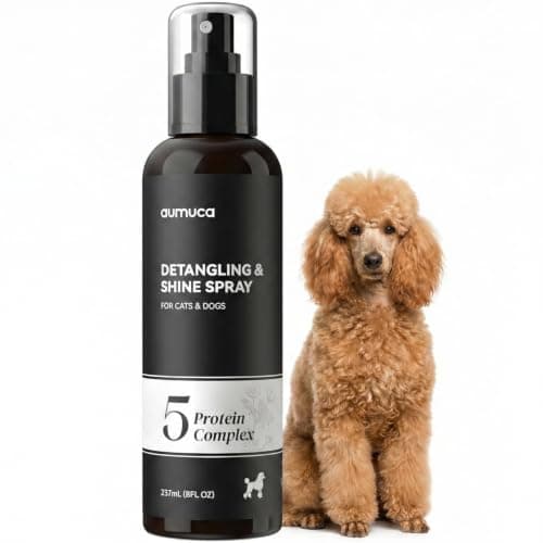 aumuca Dog Detangling & Shine Spray – Leave-in Conditioner & Dematting Spray for Doodles, Cats & Horses Without Buildup | 5-Protein Complex for Deep Repair & Enhanced Shine | 8 Fl Oz (Meadowfoam) - Image 1