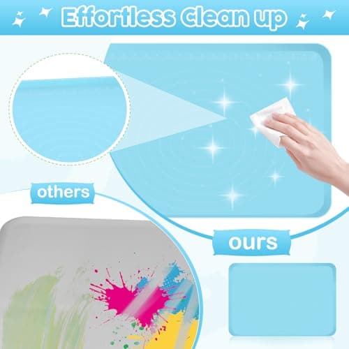 Large Silicone Mat for Crafts, 24"X19.7" Art Mat with Raised Edges for Clay, Resin, Slime, Jewelry-Making Table Protection Heat-Resistant Paint Mats, blue - Thumbnail 3