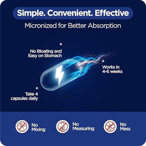 Creatine Monohydrate 3,000mg 120 Capsules – Non-GMO, Gluten-Conscious, High-Purity Pre-Workout Supplement for Muscle Growth and Enhanced Performance – Micronized Formula - Thumbnail 5