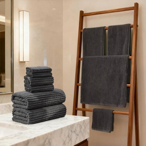 ZatreckI Extra Large Bath Towels (60"x30"),Oversized Bath Towels for Adults Luxury Bath Towels Super Soft Highly Absorbent Microfibers Quick Dry Bath Sheets Large for Bathroom (Charcoal Gray, 2Piece) - Thumbnail 4