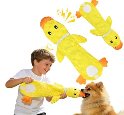 2 Pack Tough Interactive Tug of War Dog Toys for Small Dogs, Interactive Puzzle Toys,Squeaky & Crinkly, Stuffing-Free with Treat Pockets and a Water Bottle Pocket, Ideal for Puppy Small Pet Dogs