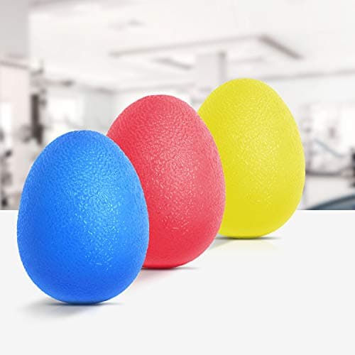 Peradix Hand Grip Strength Trainer, Stress Relief Ball, Wrist Rehab Therapy Hand Grip Equipment Ball Squishy Tools - Set of 3 Finger Resistance Exercise Squeezer (Standard Size - Red Yellow Blue) - Image 1
