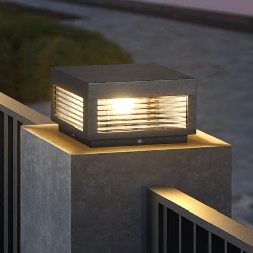 PAKEDANDUN Outdoor Post Lights, 9.84" Hard Wired Column Pillar Light Waterproof Modern Lamp Posts AC100-240V LED Square Lantern for Fence Driveway Patio Garden Backyard - Image 1