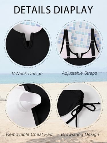 AMAWMW Girls Bathing Suit Bikini Set V-Neck Cutout Swimsuit Two Piece Beach Swimwear for Teen Girls 7-16Y, Black, 9-10 Years - Thumbnail 5
