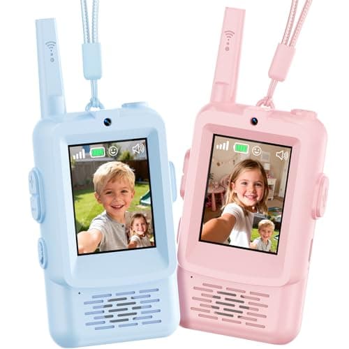 Kinglucky Video Walkie Talkies for Kids with Screen, Kids Walkie Talkies 2 Pack Long Range Rechargeable Walkie Talkie for Kids, Outdoor Toys for Kids Ages 3-8 Gifts for 3 4 5 6 7 8 Year Old Girls Boys - Image 1