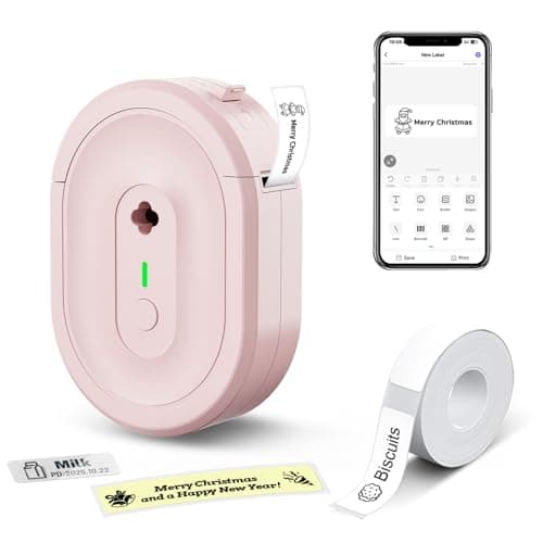 NDYIN Mini Label Maker Machine with Tape, N12 Portable Bluetooth Label Printer, Thermal Sticker Labeler for Small Business, School, Home, Office(Pink)
