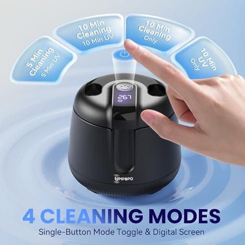 UMPOPO Ultrasonic Retainer Cleaner Machine 48kHz, Dental Cleaning Pod, Ultrasonic Retainer Cleaner for Dentures, Aligners, Mouth Guards, Toothbrush Heads and Jewelry with 200ML Capacity, LAB Supply - Thumbnail 4