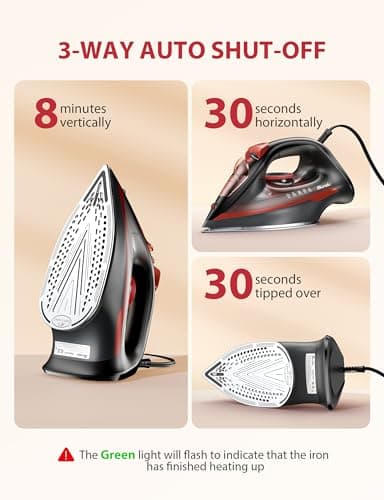 Steamer Iron for Clothes, Portable 2 In 1 Travel Handheld Garment Steamer, with Non-Stick Soleplate, Vertical Steaming, Anti-Drip Design, Spray Mist and Auto Clean Button, Adjustable Steam Control - Thumbnail 5