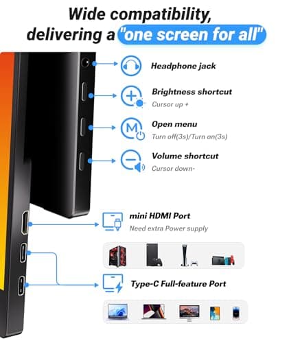 Ingnok Portable Monitor, Ultra Slim 15.6 Inch FHD IPS Laptop Screen Extender with Adjustable Stand, USB C Compatible, Ideal for Travel and Office - Thumbnail 6