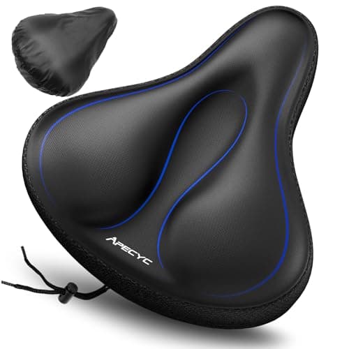 APECYC Wide Bike Seat Cushion, Oversized Gel Padded Bicycle Seat Cover for Men Women Comfort and Soft Saddle Cushion for Peloton, Stationary, Exercise, Mountain Bikes