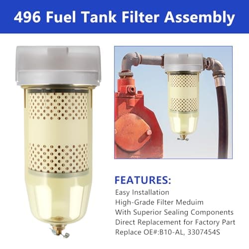 AUIVERED B10-AL 496 Fuel Tank Filter Assembly with Wrench - Replacement for Gasoline and Diesel Water Separate - 30 Micron Max 25 Gpm 150 Psi with 1” NPT Top Cap - Thumbnail 3