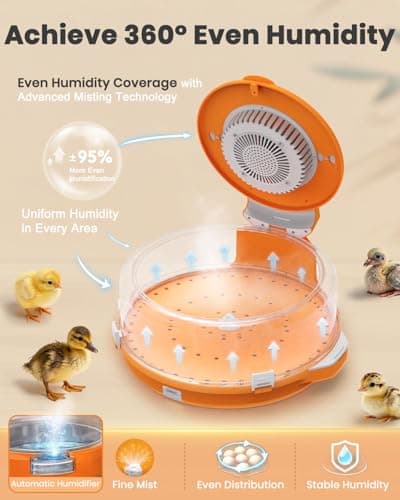 15 Egg Incubator with Side Water Refill, Auto Humidity Control, Automatic Egg Turner, Adjustable Temperature, Egg Candler, 2 Trays for Chicken, Duck, Quail & Goose Eggs - Thumbnail 3