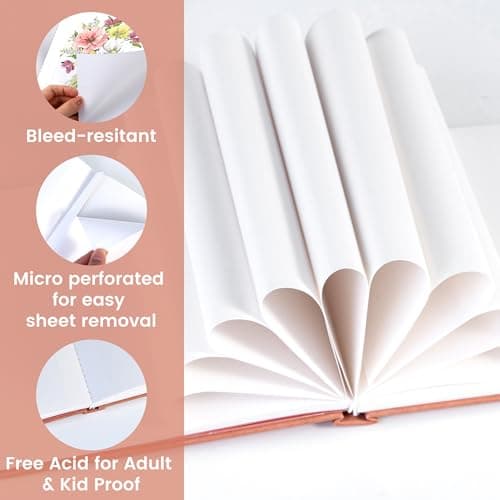 Sketchbook for Drawing, Square Hardcover Sketch Book,200GSM,8 x 8,Pink - Thumbnail 4