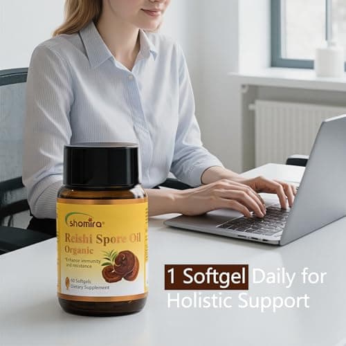 Shomira Organic Reishi Spore Oil, Immunity Support Dietary Supplement, Vegan Capsules with Ganoderma Triterpenes for Antioxidant & Wellness(60 Capsules) - Thumbnail 6