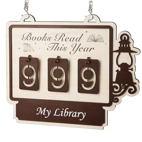 Books Read This Year Counter Sign, Book Shelf Decor, Book Lover Gifts for Women, Wooden Reading Tracker, library Decor for Home, Gift for Readers, Teachers, Librarians (Burlywood 1) - Image 1