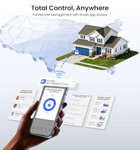 Veise VE028 Built-in Wi-Fi Smart Lock with Knob, Fingerprint Keyless Entry with Handle, App Remote & Voice Control, Electronic Digital Keypad for Front Door and Bedroom, IP65 Waterproof, Satin Nickel - Thumbnail 4