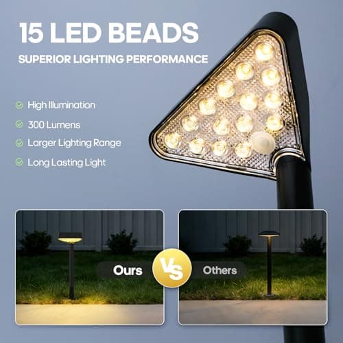 Solar Pathway Lights Outdoor, 8 Pack, 15 LED Brighter Solar Path Lights Waterproof with Upgraded Solar Panel, Up to 12Hrs Modern Landscape Lights for Backyard Garden Walkway Driveway Patio Lawn Decor - Thumbnail 2