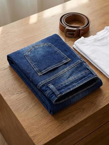 JMIERR Men's Slim Fit Stretch Tapered Leg Skinny Jeans, Casual Cotton Comfort Flexible Denim Pants for Men with 5 Pockets, 34W*32L, Navy Blue - Thumbnail 6