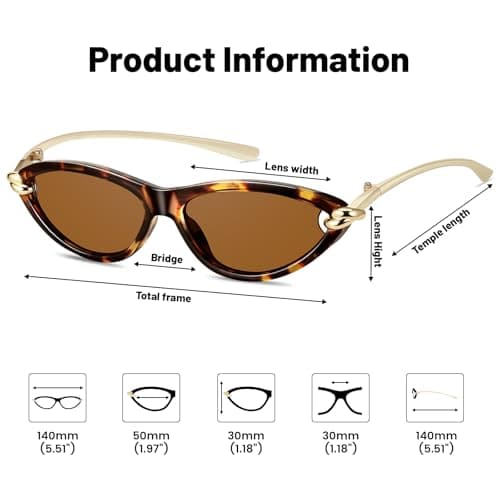 YMRFW Retro Oval Cat Eye Sunglasses for Women Y2k Designer Trendy Narrow Shades Metal Temples UV protection Sun Glasses - Thumbnail 4