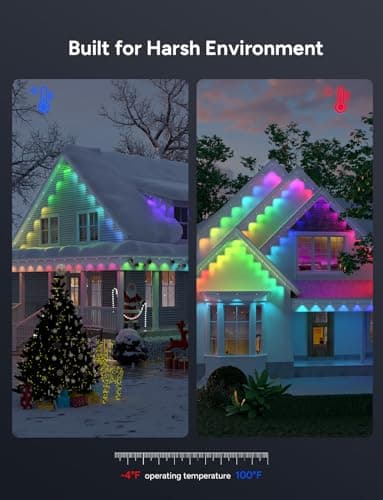 olivilily Permanent Outdoor Lights, 150ft with 90 LEDs Smart RGB, 68+ Scene Modes IP66 Waterproof, Alexa/Google Assistant Compatible Holiday Lighting for Christmas Halloween Patio Decor - Thumbnail 3