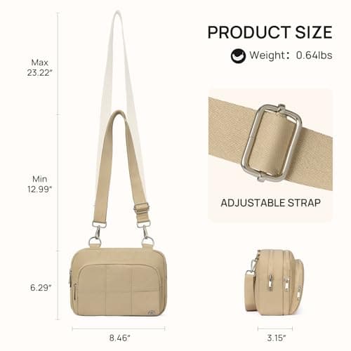 Telena 3-Zip Crossbody Bags for Women - Convertible RFID Anti-Theft Cross Body Bag for Everyday Use Khaki - Thumbnail 6