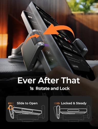 LISEN Suction Phone Mount, [Industry First] Auto-Adjusting Phone Holder Suction, Easy One Touch Suction Cup Phone Mount Cell Phone Mount Dash for iPhone 17 Pro Max 16 15 14 Galaxy S26 25 All Cases - Thumbnail 4