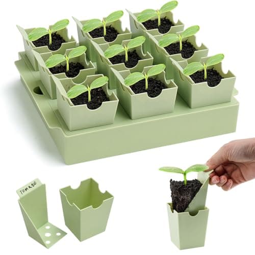 GREENBAZZAR Seed Starter Tray, Dual-Purpose Handles for Transplanting & Labeling, 9 Deep 2.3 in Cells, Extra-Thick Reusable Germination Kit, for Indoor, Outdoor & Greenhouse Use - Image 1