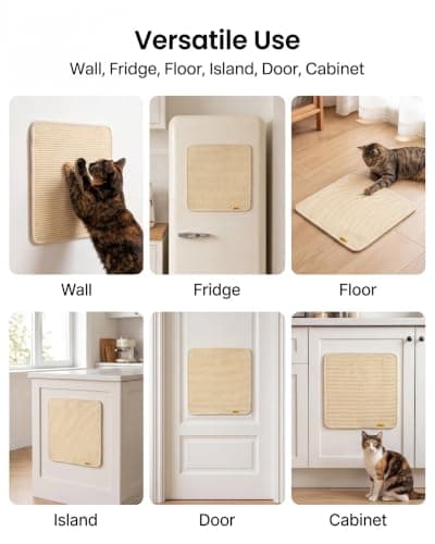 Sisal Cat Scratcher Mat, 17.2" Square Pad Floor & Wall Pad with Tapes - Thumbnail 5